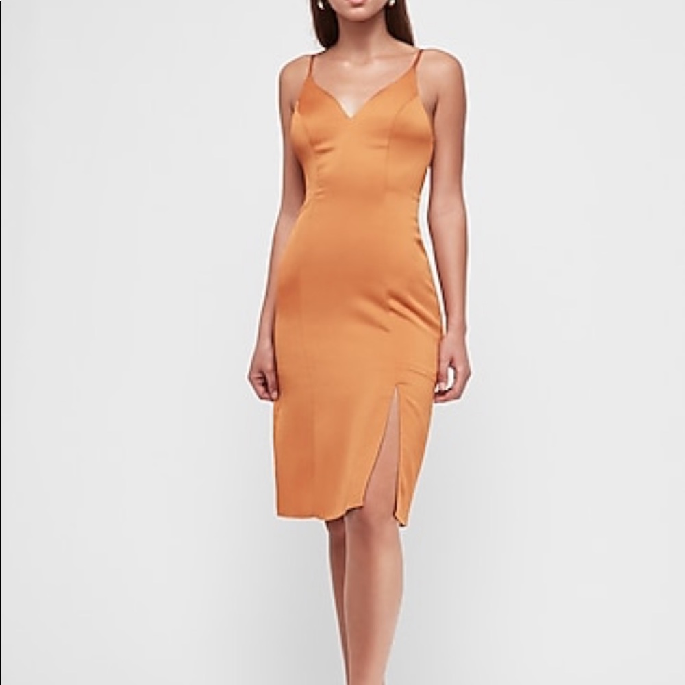 Satin Plunging V-Neck Slip Dress